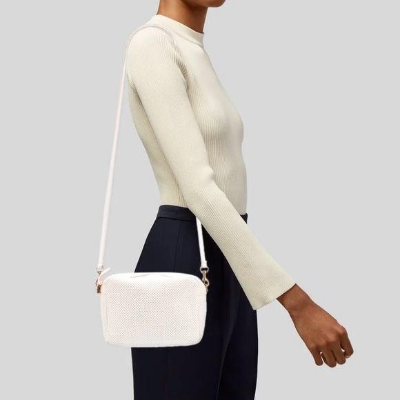 CLARE V. ✨ Cross Body Midi Sac perforated polka dot holes leather bag - Picture 9 of 10